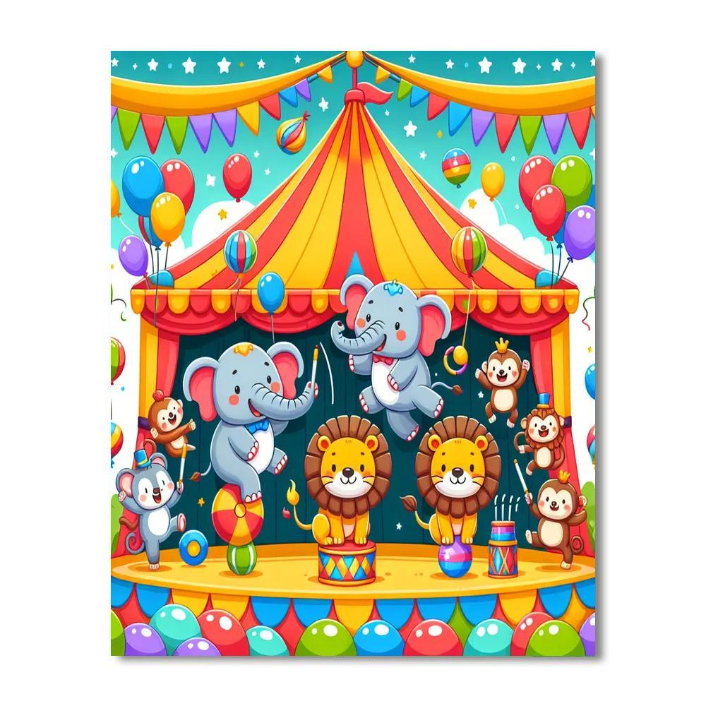 Adventurous Animal Circus Number Painting