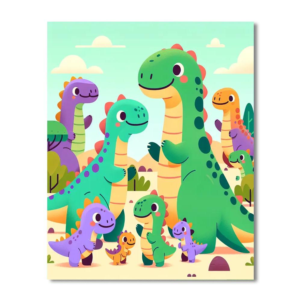 Playful Dino Family Paint By Numbers