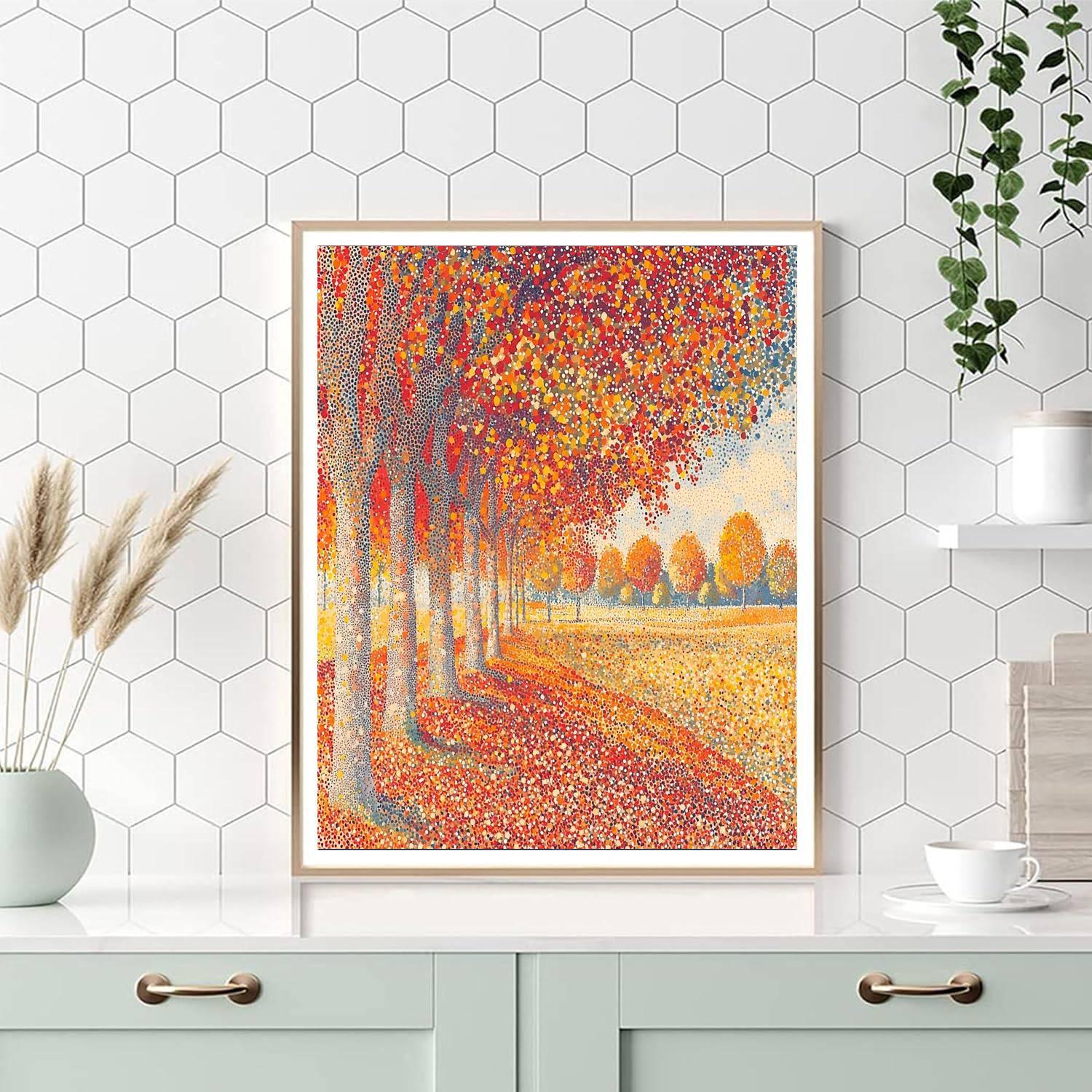 Georges Seurat Inspired Dreamy Autumn Canopy  Paint By Numbers Kits