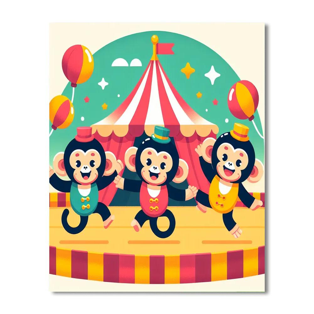 Charming Chimpanzee Circus Painting Number Kit