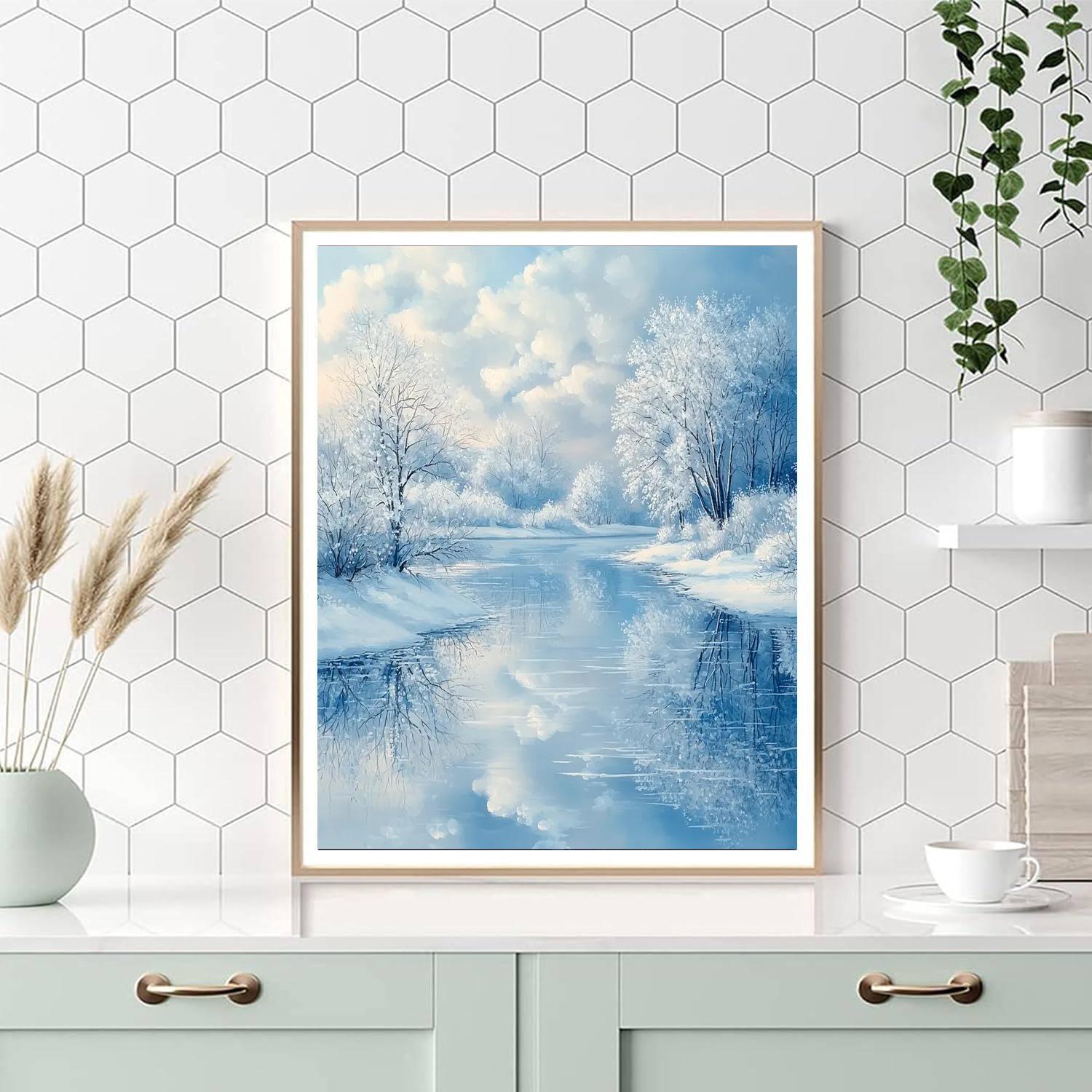 Isaac Levitan Inspired Frosted Reflections  Paint By Number