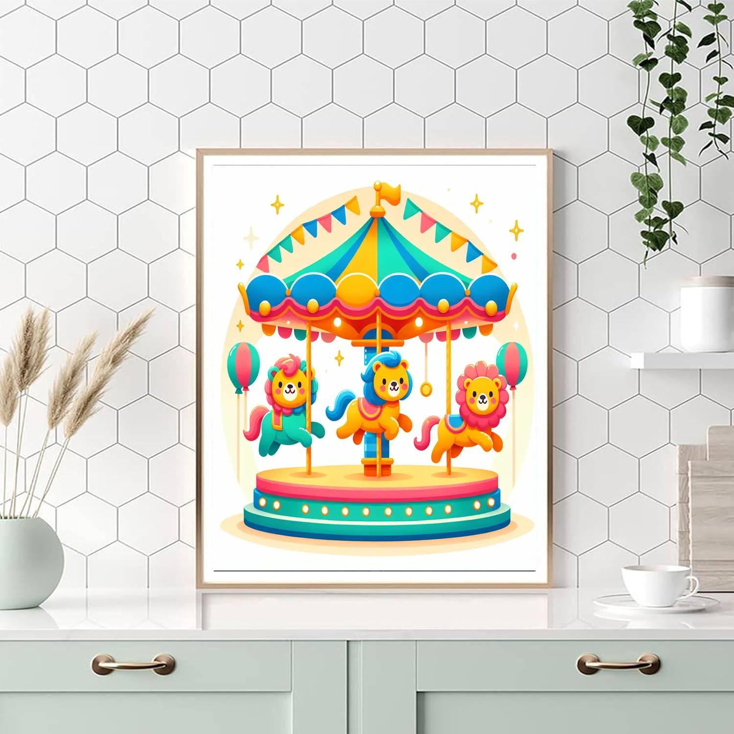Joyful Carousel Animals Painting By Numbers Kit
