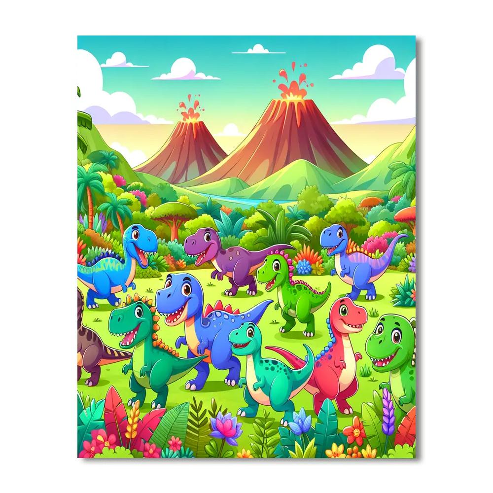 Friendly Dinosaurs On The Move Paint By Numbers Kits