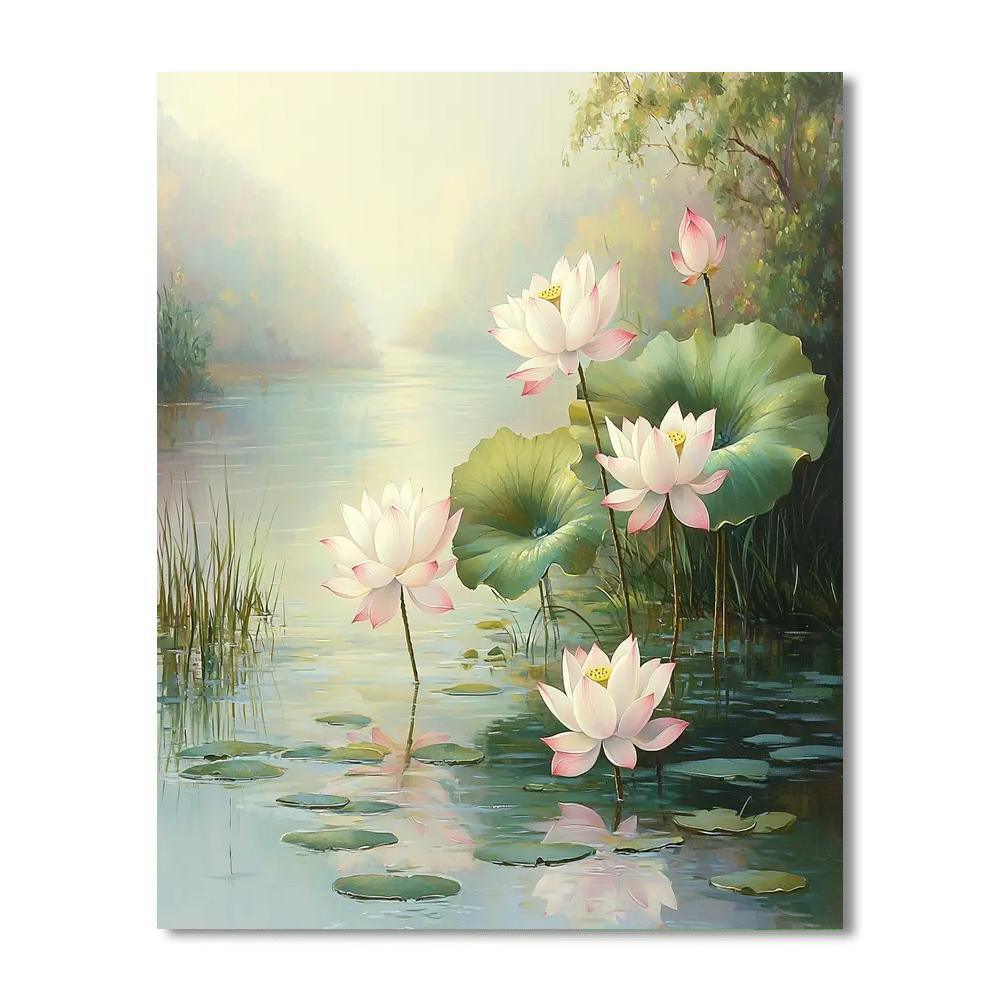 Zhao Mengfu Inspired Ephemeral Beauty Of Lotus Blossoms  Paint By Number