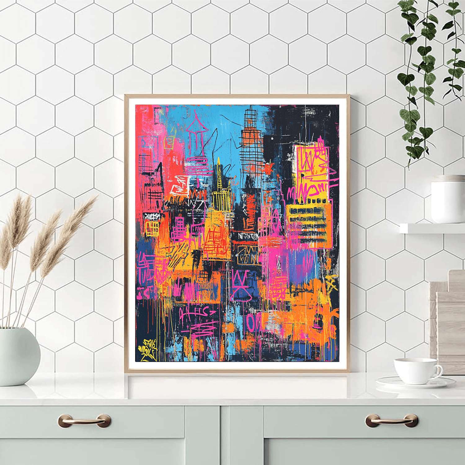 Jean-Michel Basquiat Inspired Neon Urban Chaos  Paint By Numbers Kits