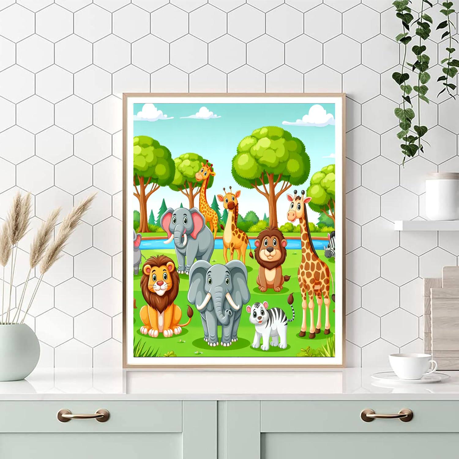 Wildlife Safari Park Number Painting