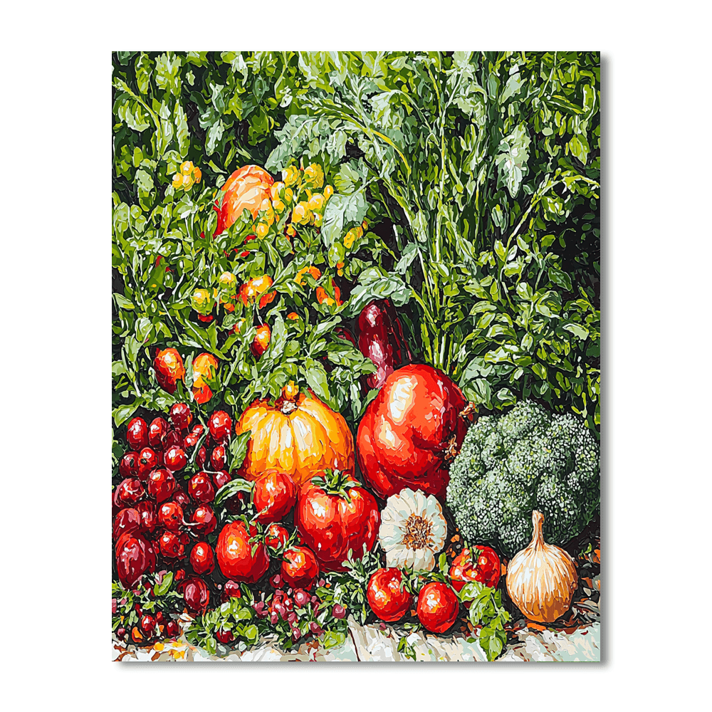 Chardin Inspired Vibrant Veggie Patch  Number Painting