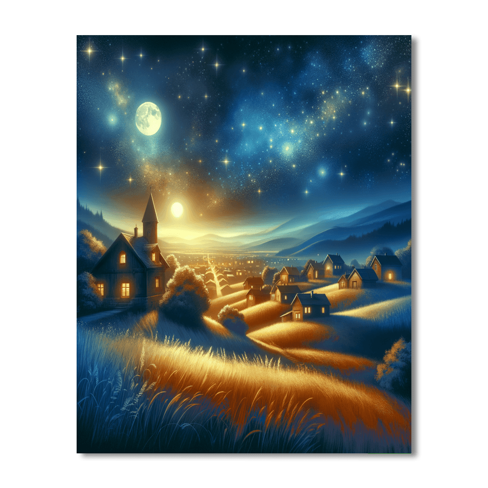 Starry Night Over The Village Paint By Number