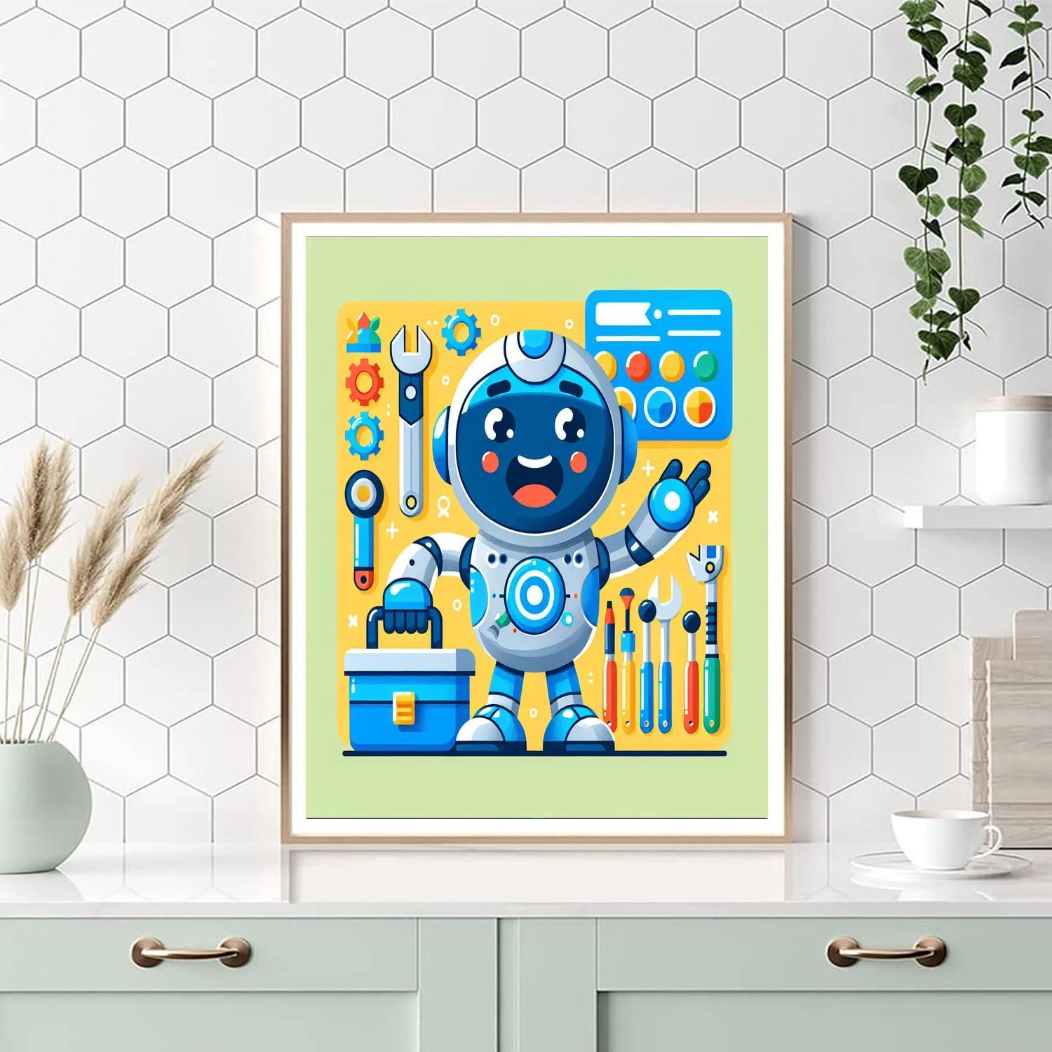 Caring Robot Helper DIY Paint By Numbers