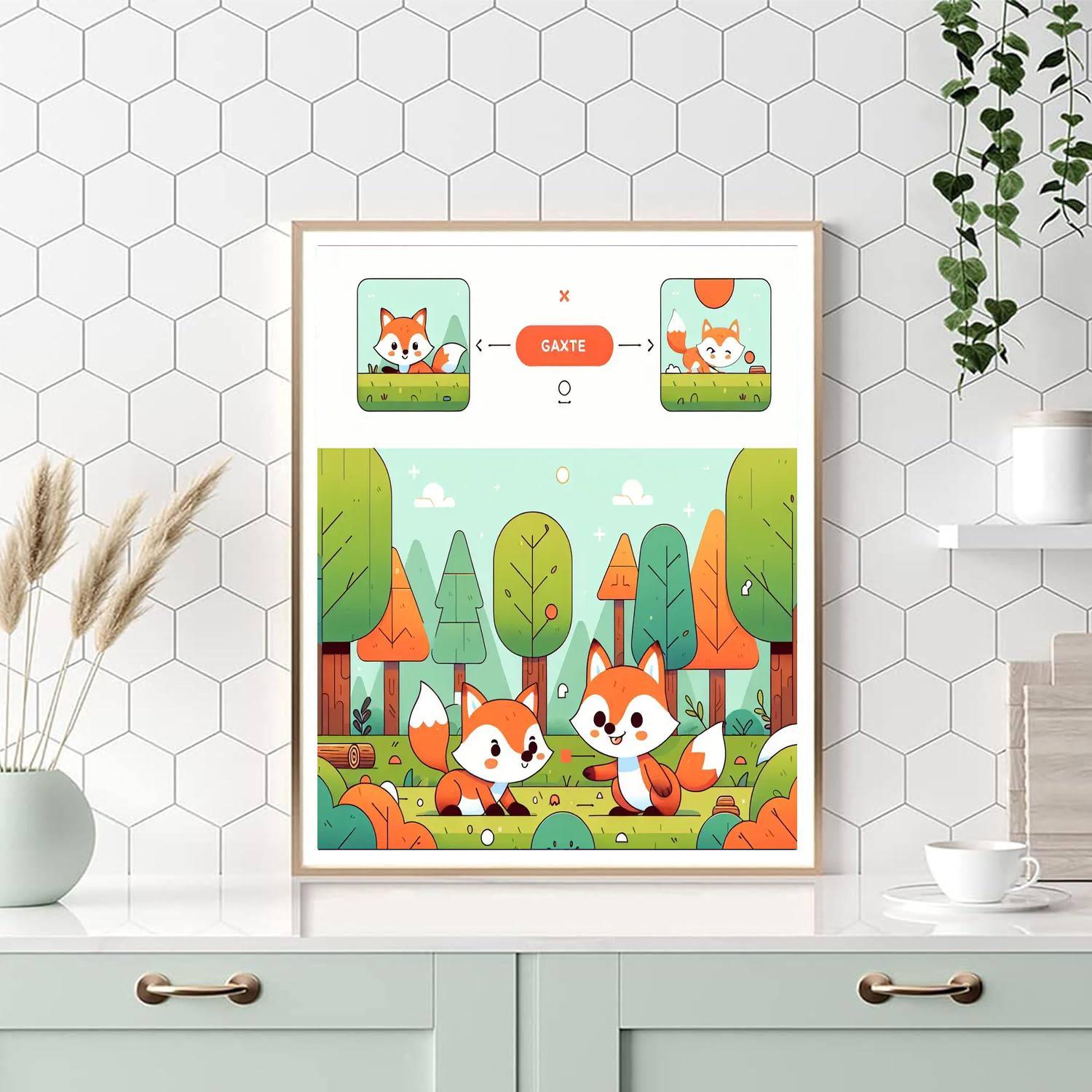 Frolicking Fox Friends Number Painting