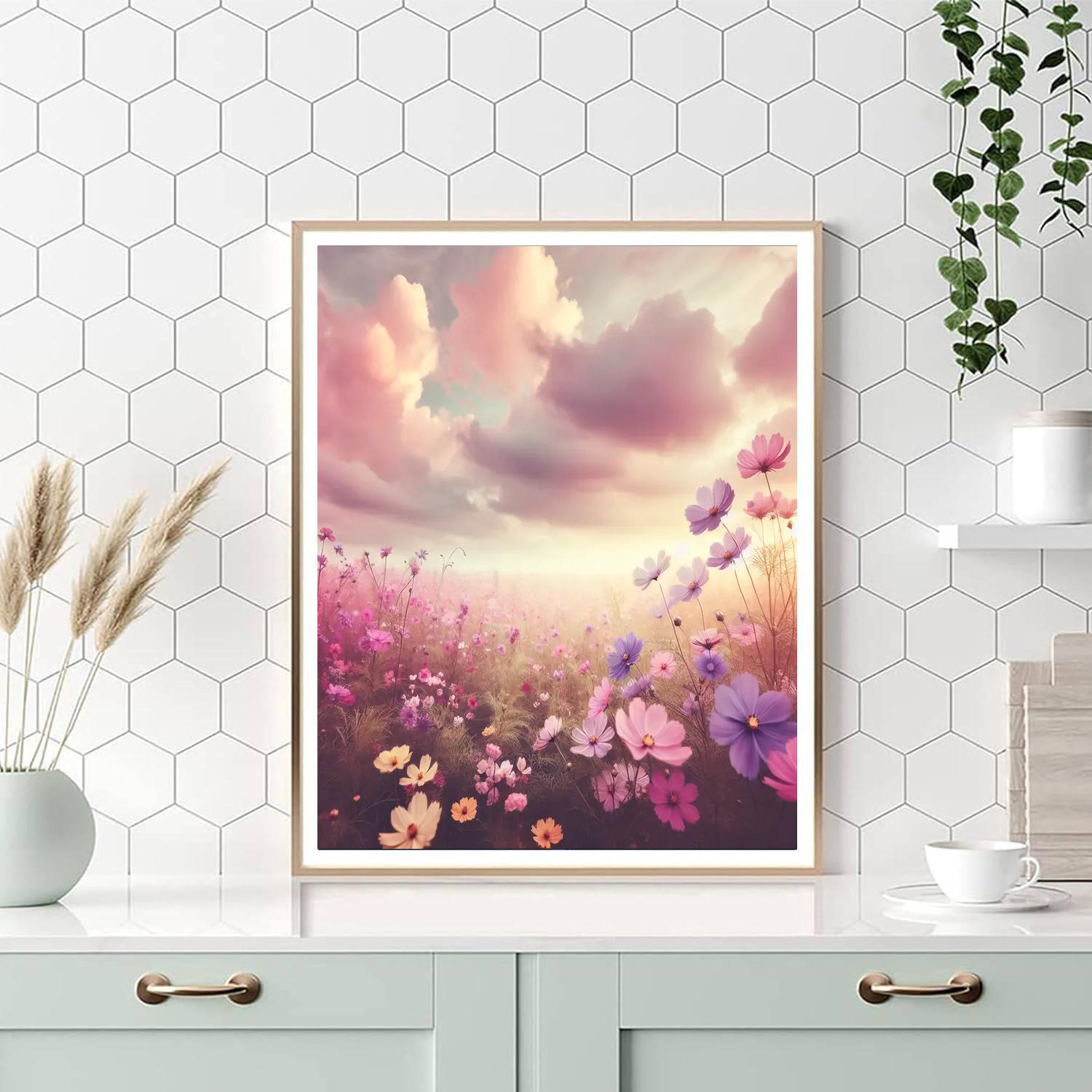 Romantic Wildflower Field Painting Number Kit