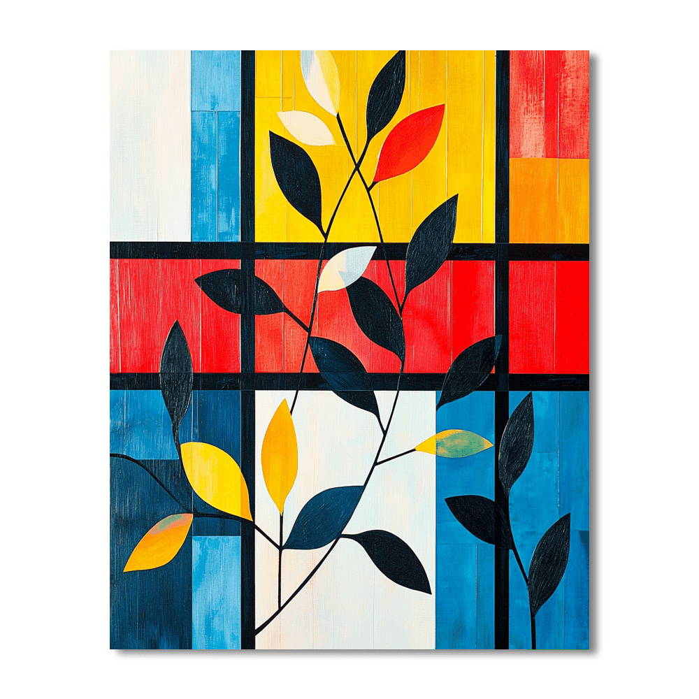 Piet Mondrian Inspired Vivid Patterns Of Nature  Numbered Painting Kits