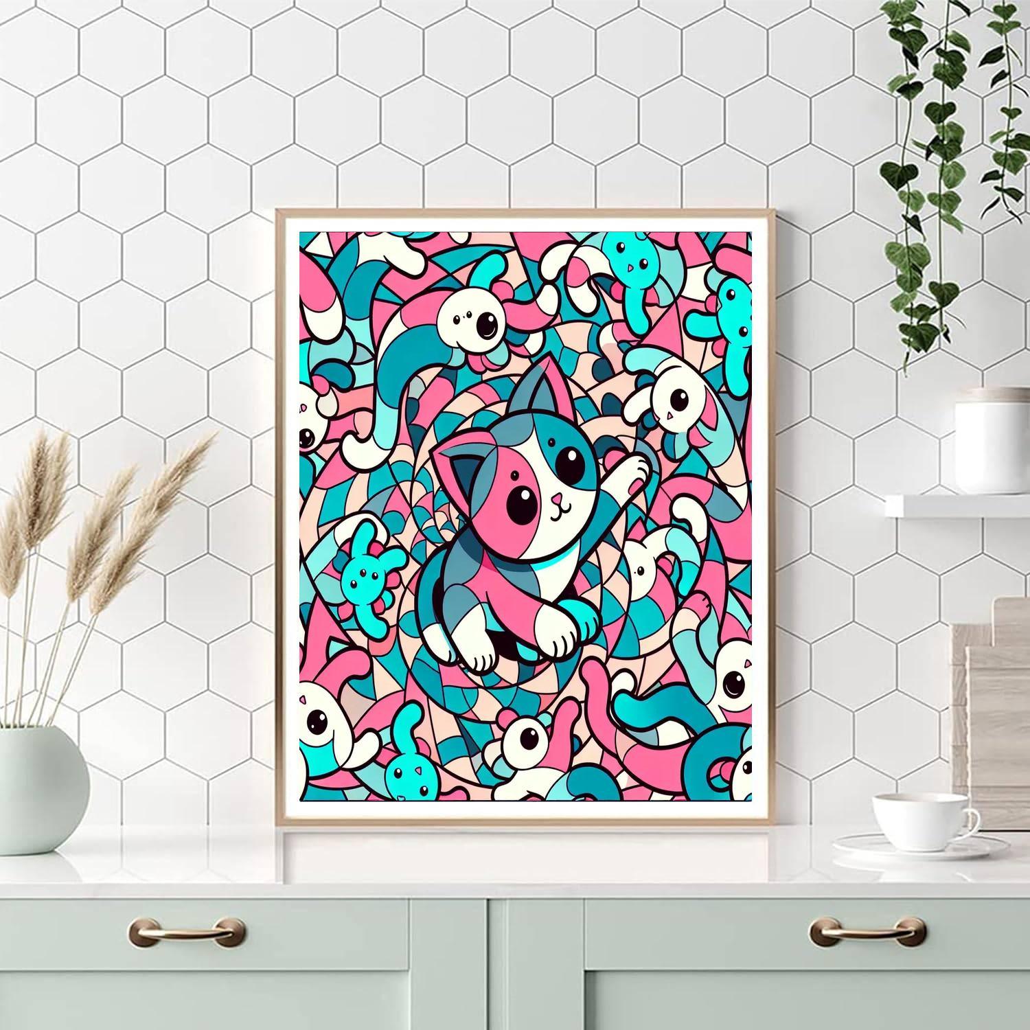 Kaleidoscope Kittens Paint By Numbers Art