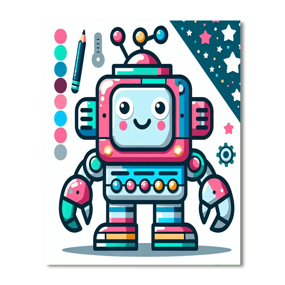 Jolly Robot Friend Paint By Numbers Art