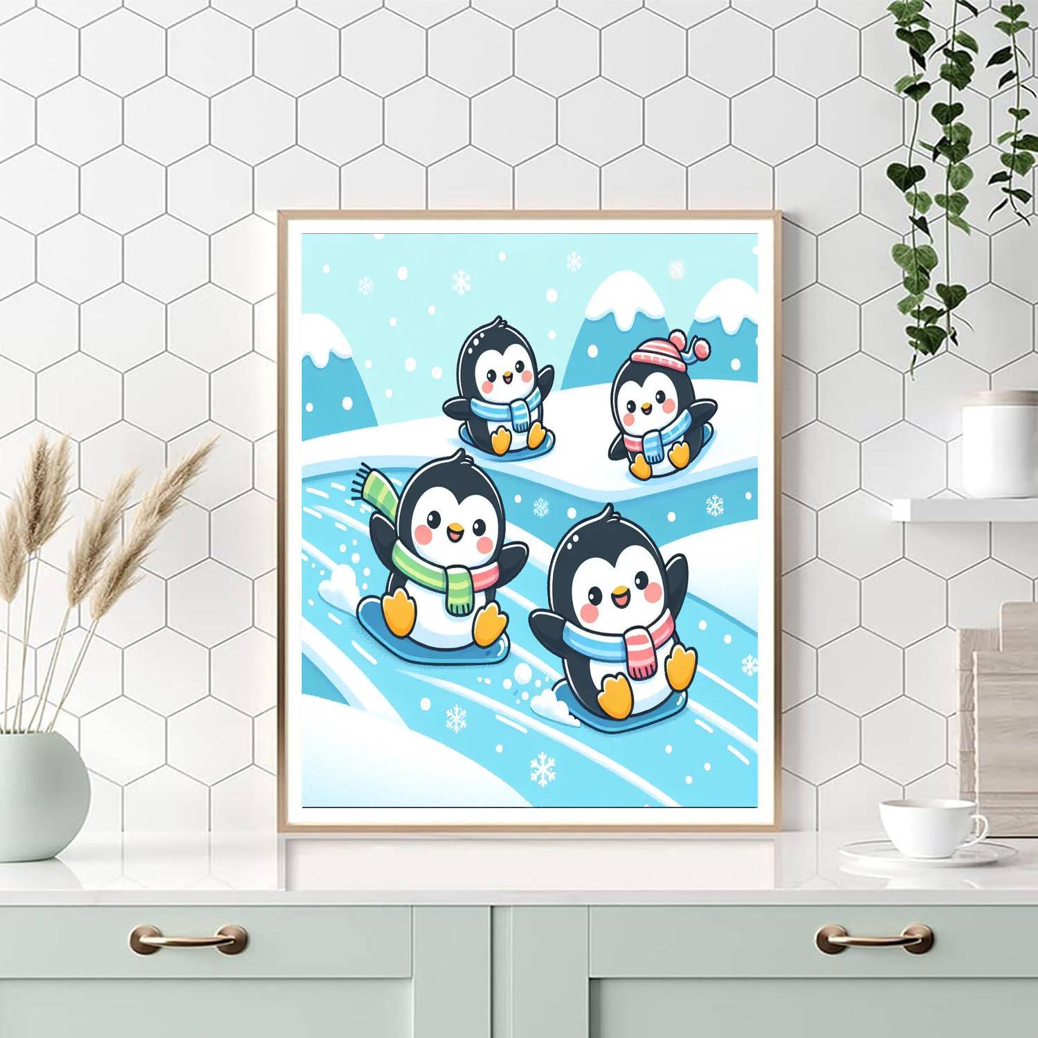 Winter Wonderland With Penguins Painting By Numbers Kit