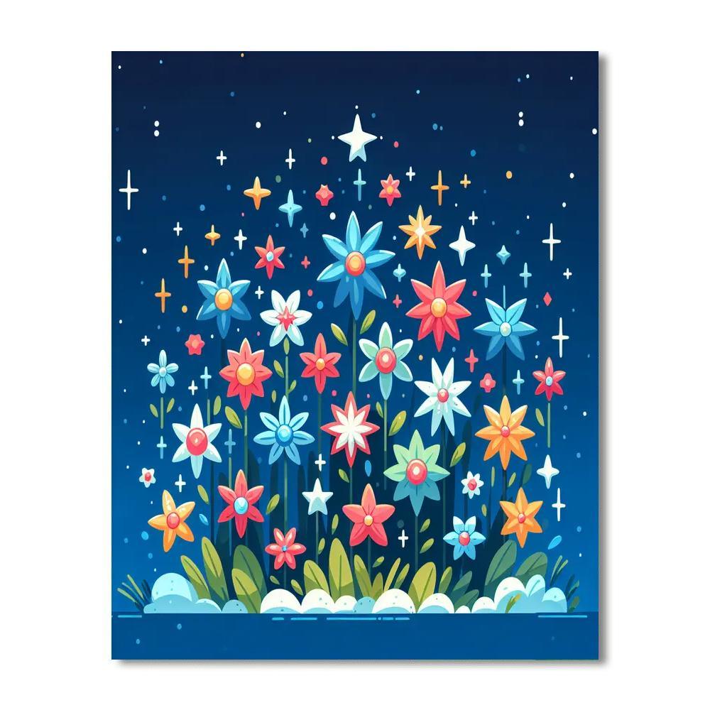 Glittering Galaxy Garden Number Painting