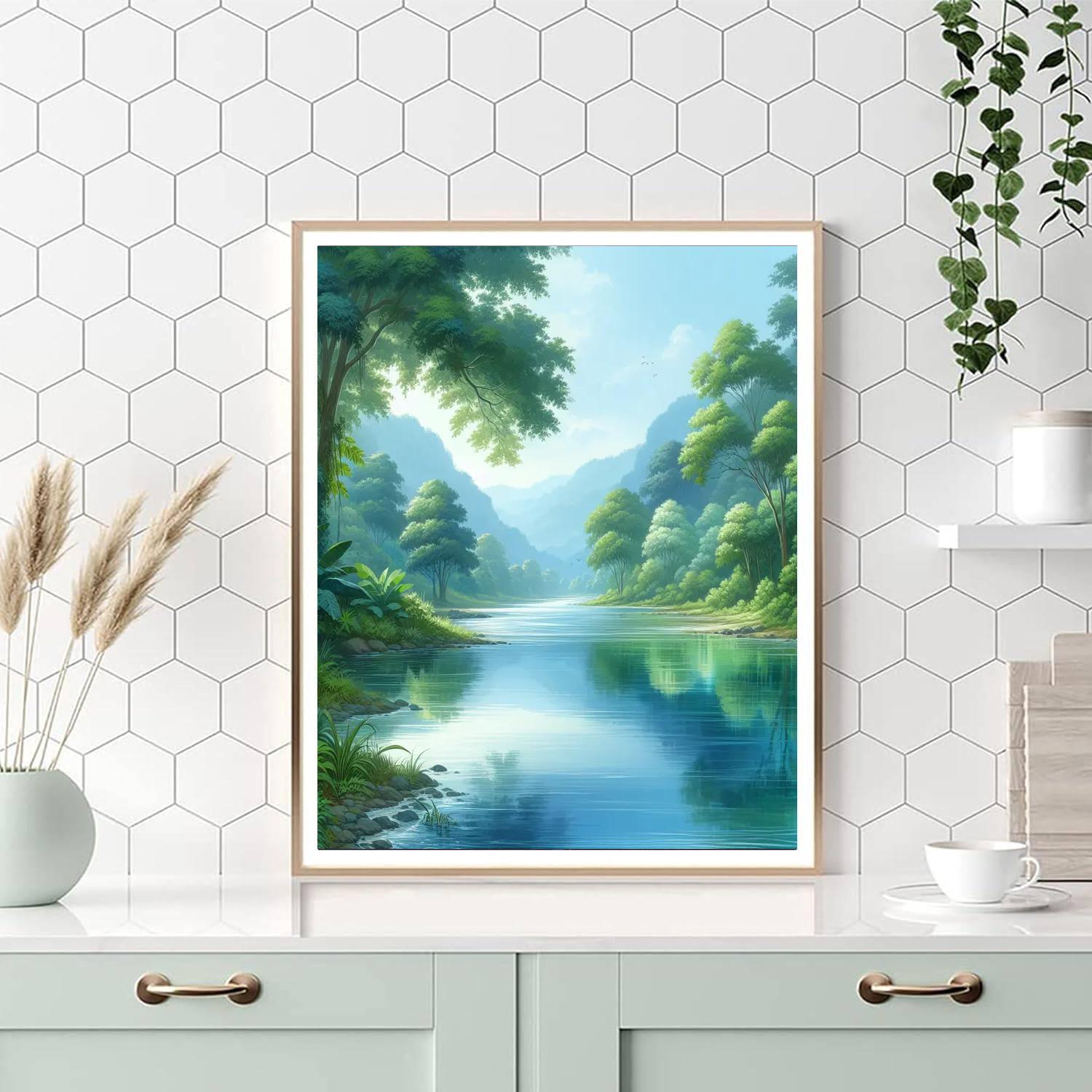 Peaceful River Escape Paint By Numbers