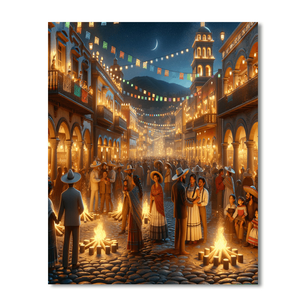 Noche De Las Luminarias - Mexico Numbered Painting Kits