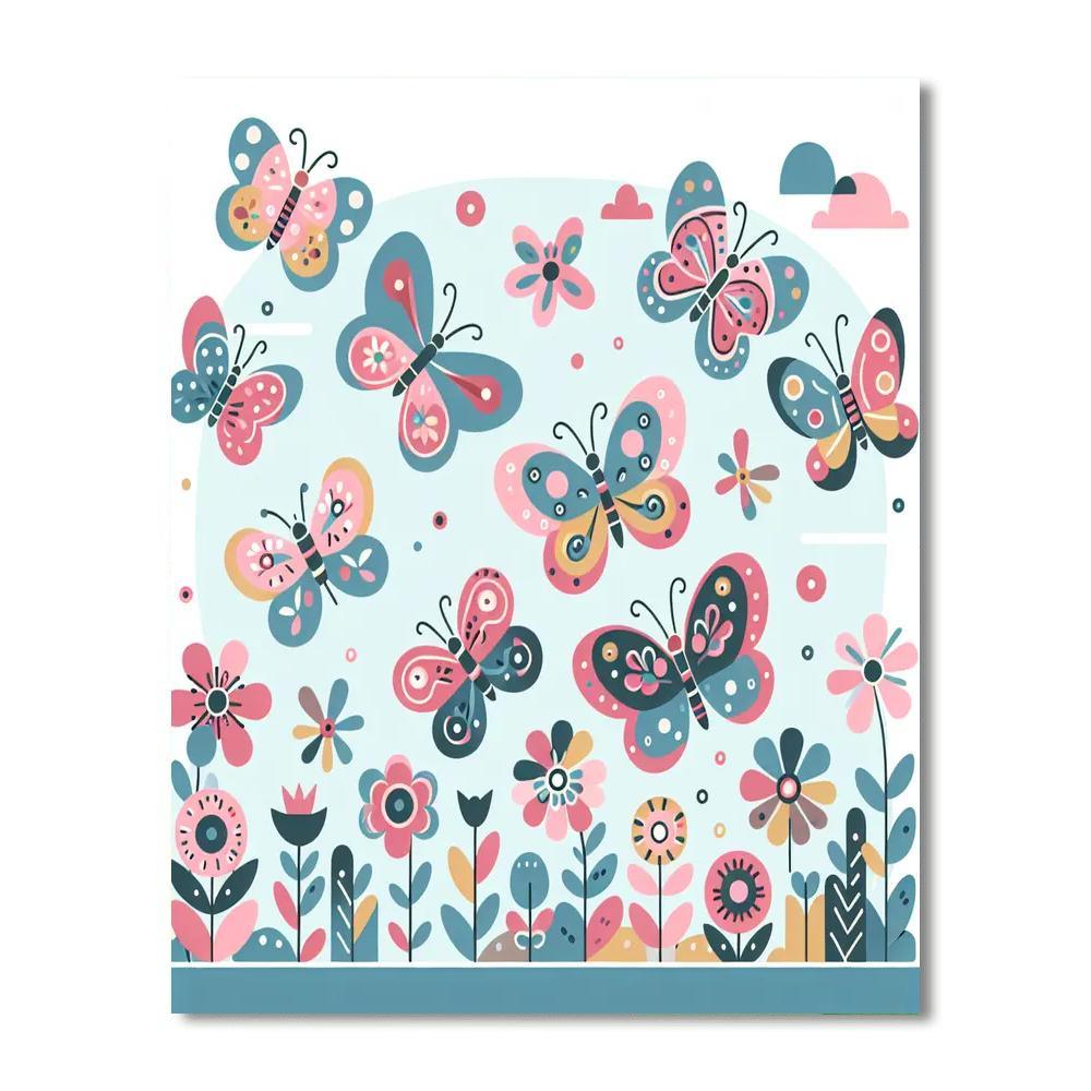 Sunny Garden Butterflies Paint By Color