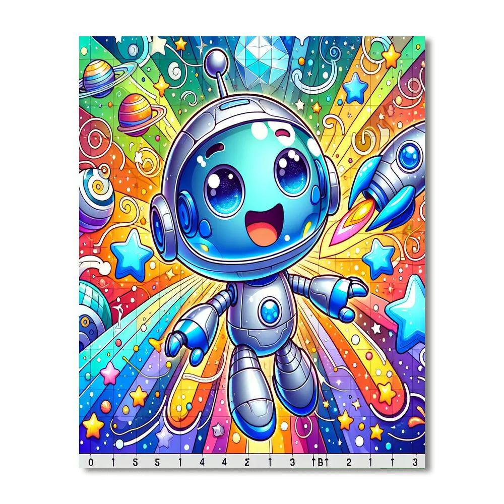 Curious Space Robot DIY Paint By Numbers