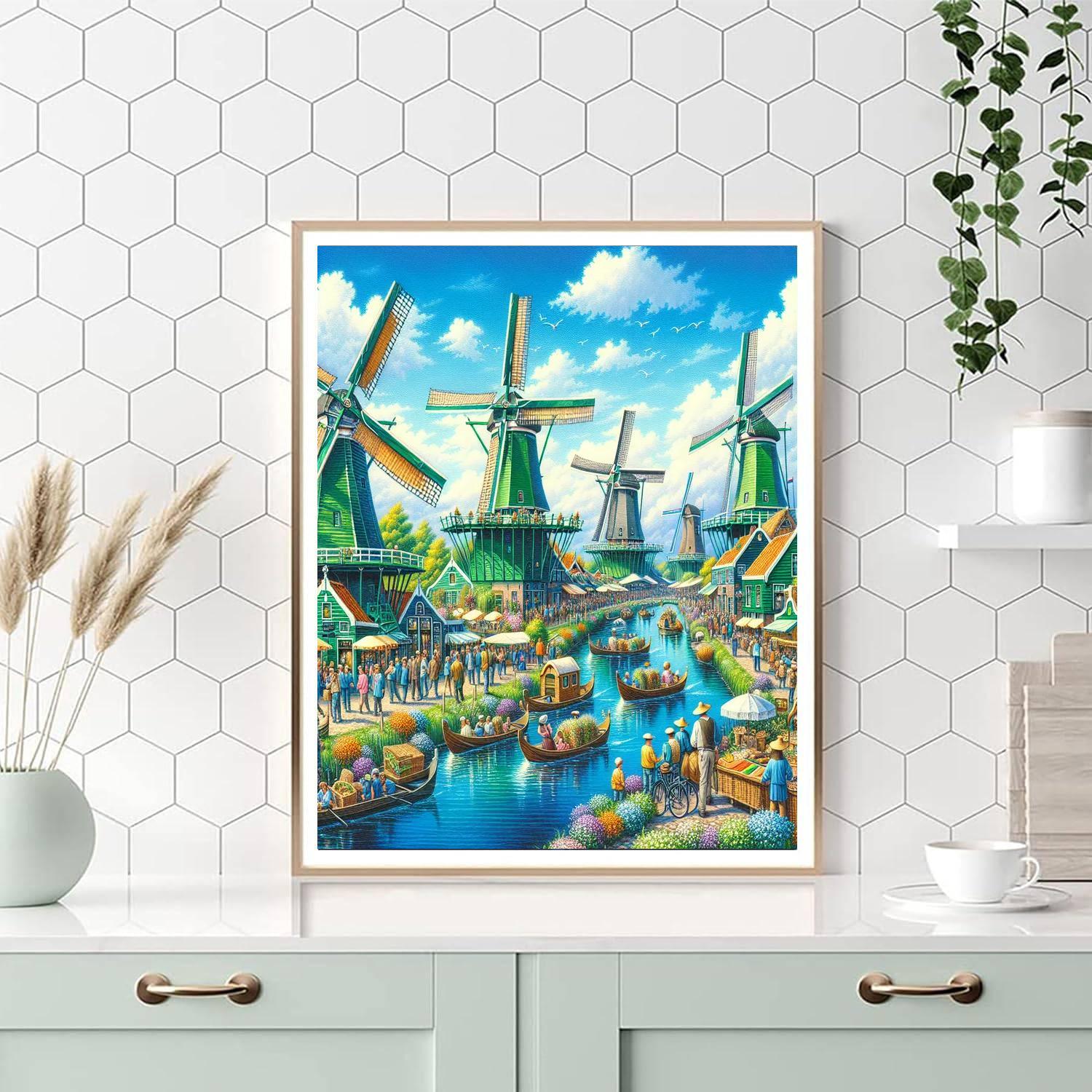 Zaanse Schans Windmill Festival - Netherlands Numbered Painting Kits