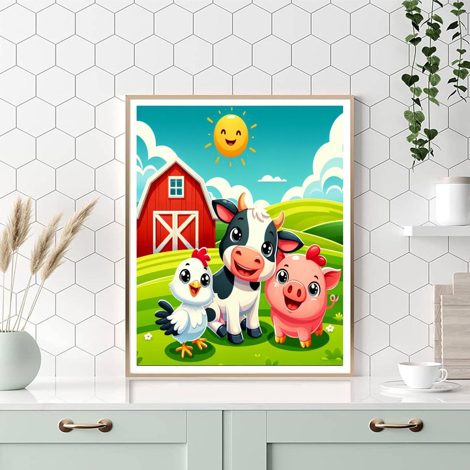 Happy Farm Days Paint By Numbers Art
