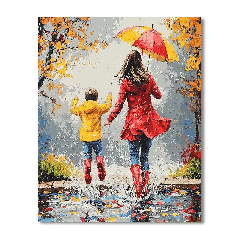 Raindrops And Puddle Hops Number Painting