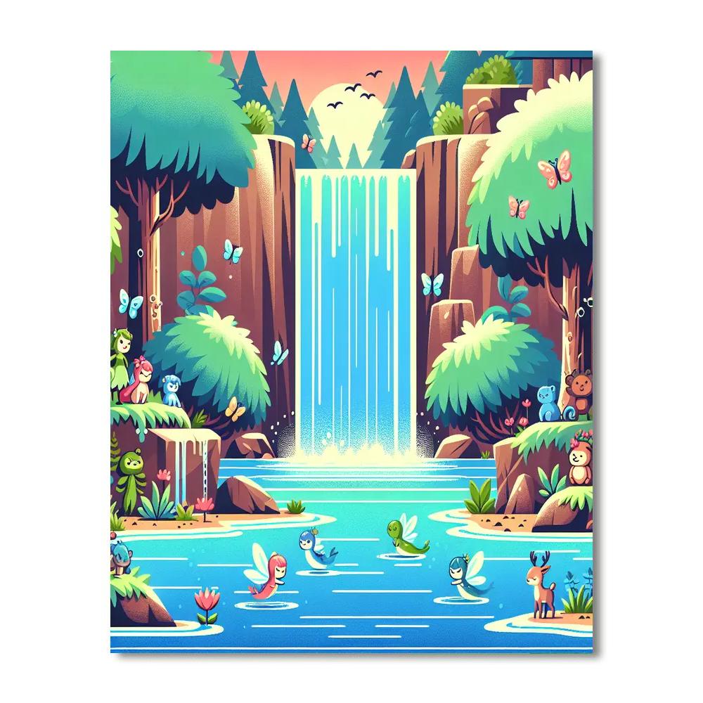 Magical Waterfall Grotto Paint By Color