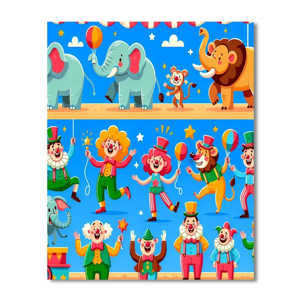 Bright And Colorful Circus Numbered Painting Kits
