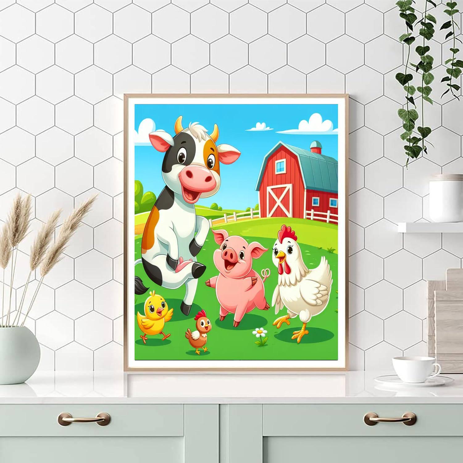 Farmyard Animal Playtime DIY Paint By Numbers