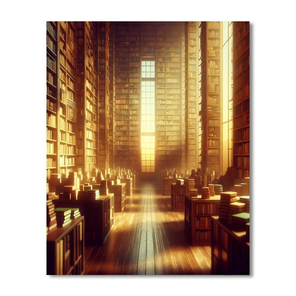 Library's Quiet Refuge Numbered Painting Kits