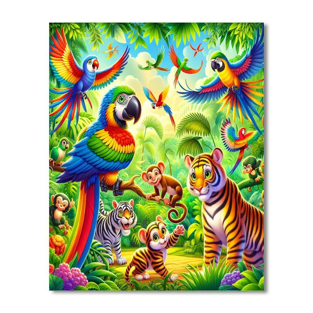 Fantasy Jungle Safari For Kids Numbered Painting Kits
