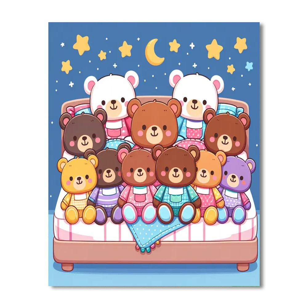 Cuddly Bears In Pajamas Paint By Numbers Kits