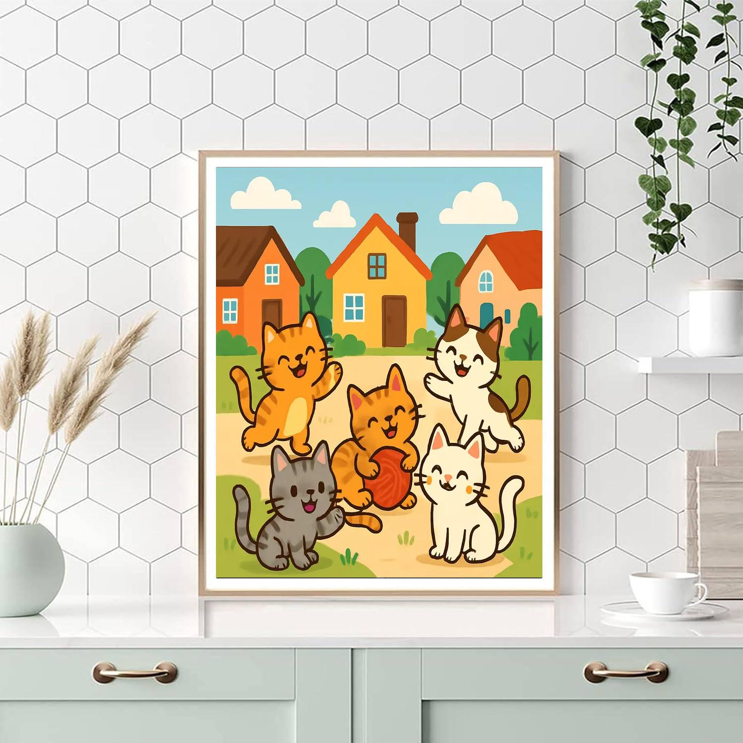Cheerful Cat Crew Painting By Numbers Kit