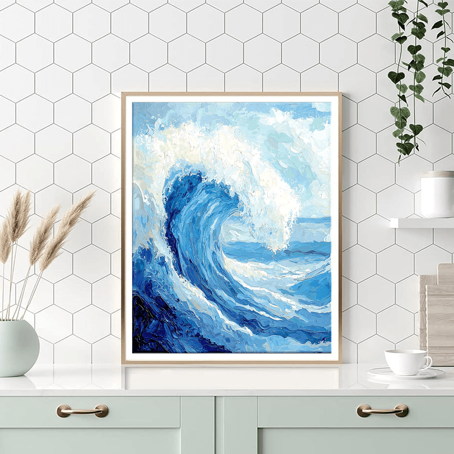 Katsushika Hokusai Inspired Oceanic Whirl  Paint By Color