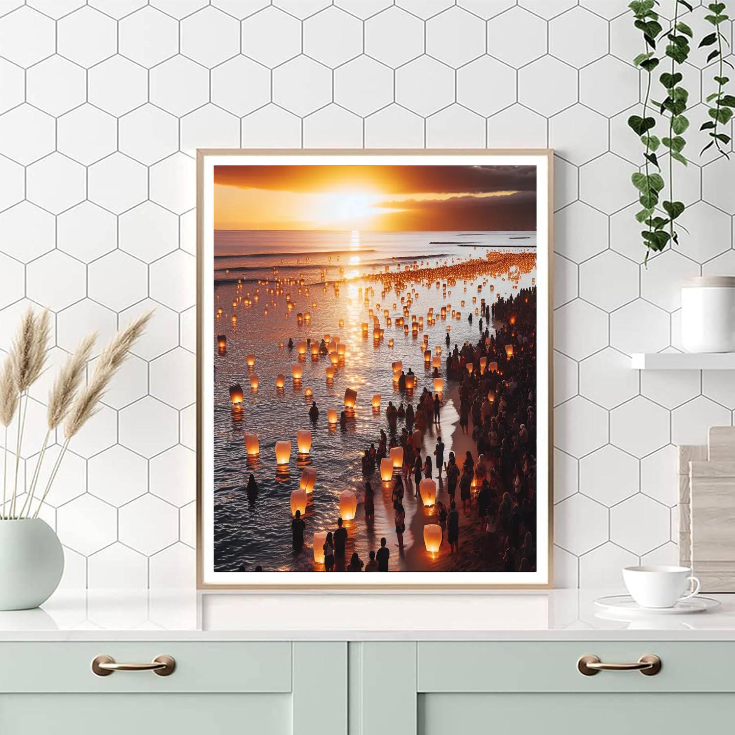 Lantern Floating Festival - Honolulu Painting Number Kit