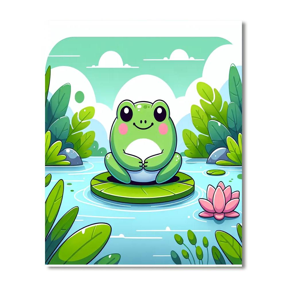 Charming Frog Pond Painting By Numbers Kit