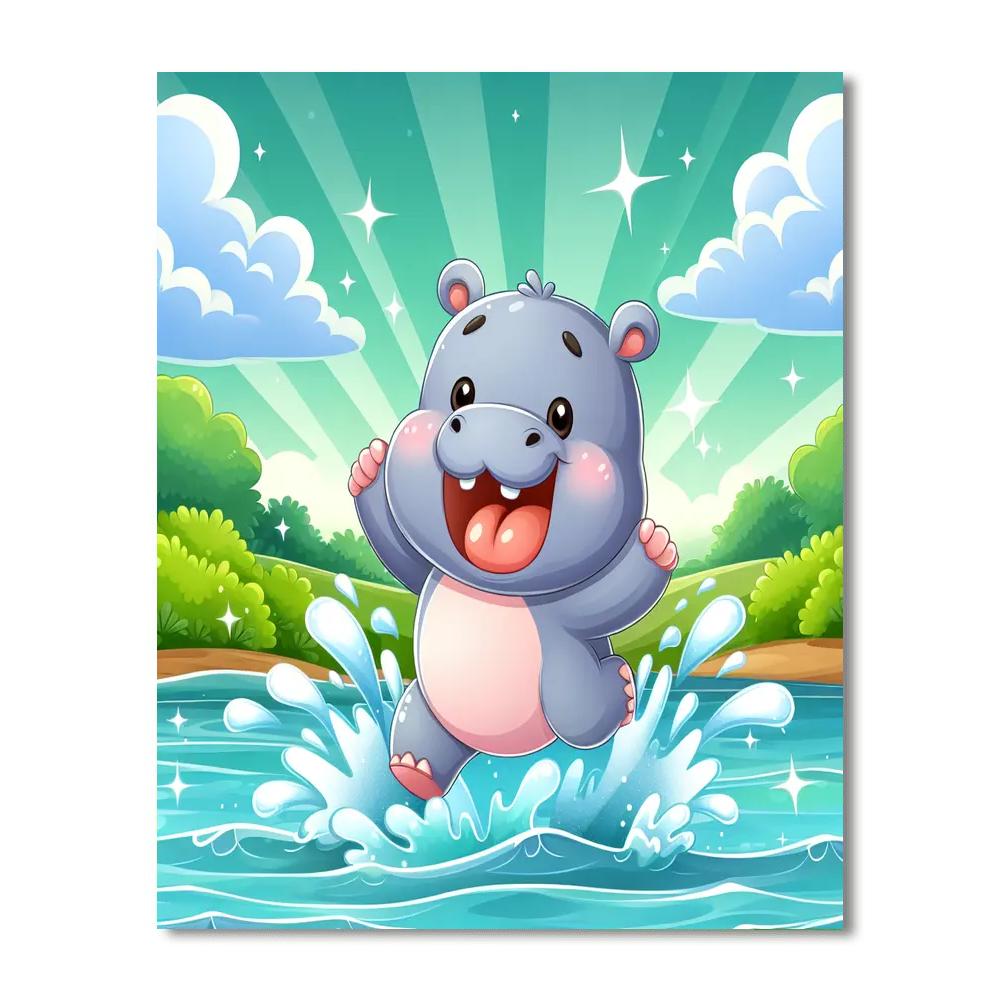 Bouncy Hippo Paint By Color