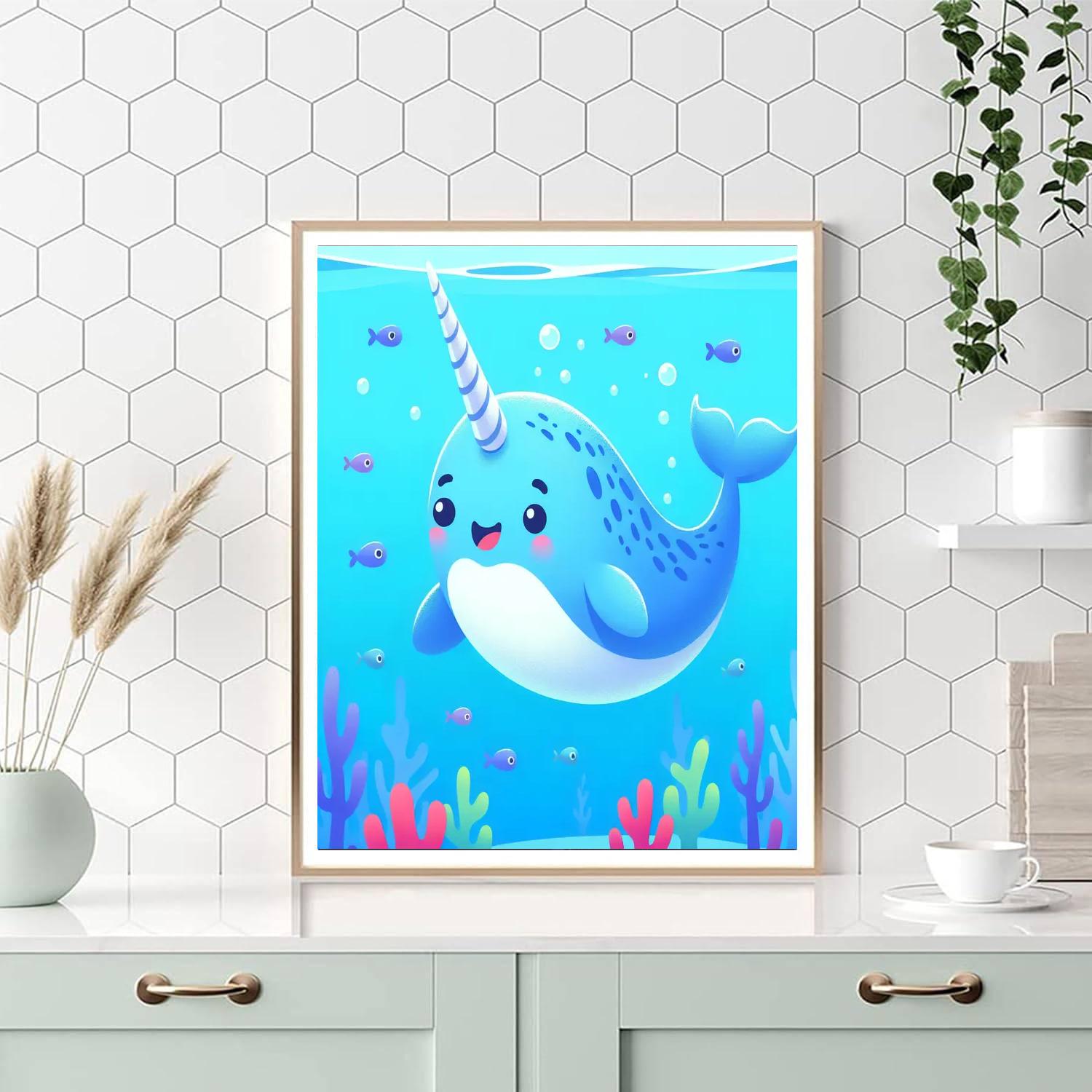 Friendly Narwhal Paint By Numbers Art