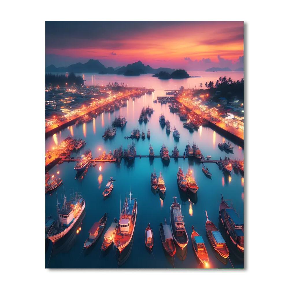 Twilight Over The Harbor Numbered Painting Kits