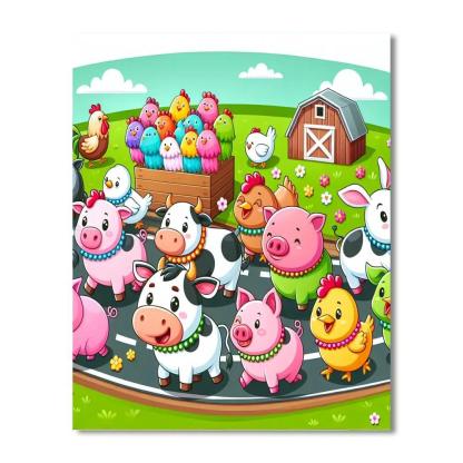 Jolly Farmyard Parade Paint By Number