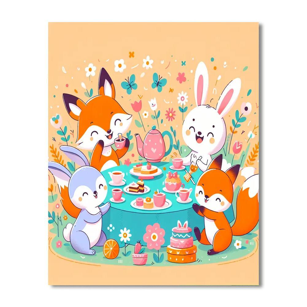 Cute Animal Tea Party Paint By Numbers Kits