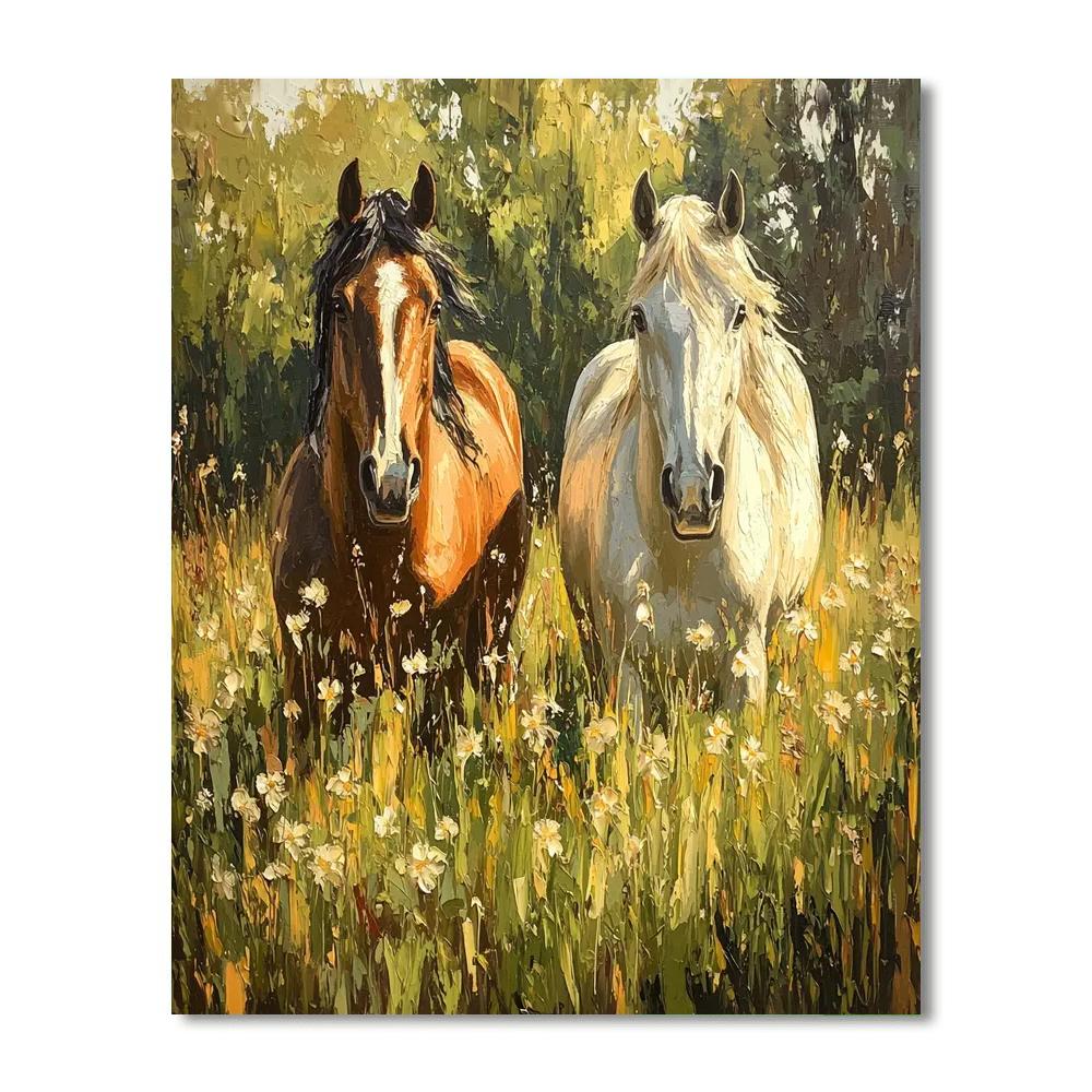 George Stubbs Inspired Noble Steeds In Spring  Number Painting