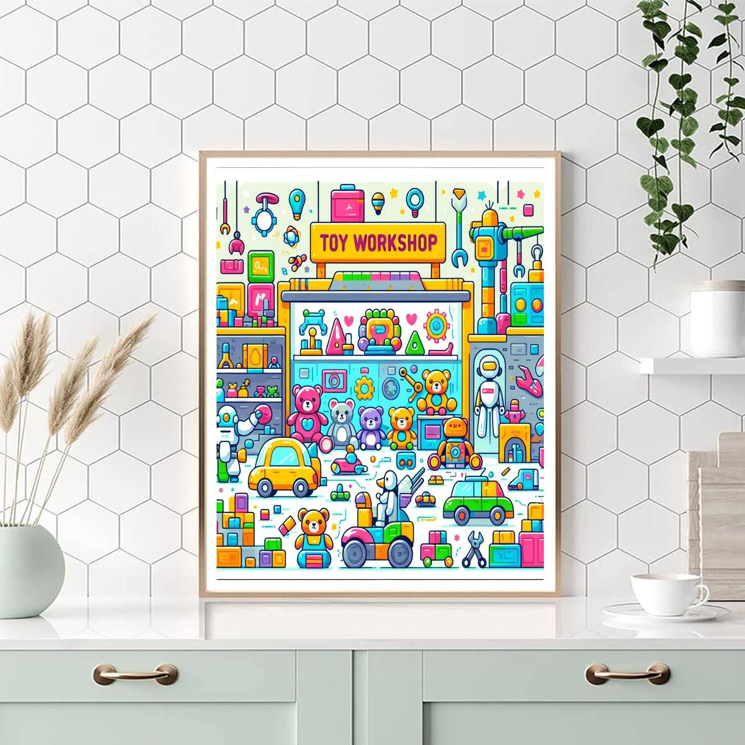 Colorful Toy Workshop Numbered Painting Kits