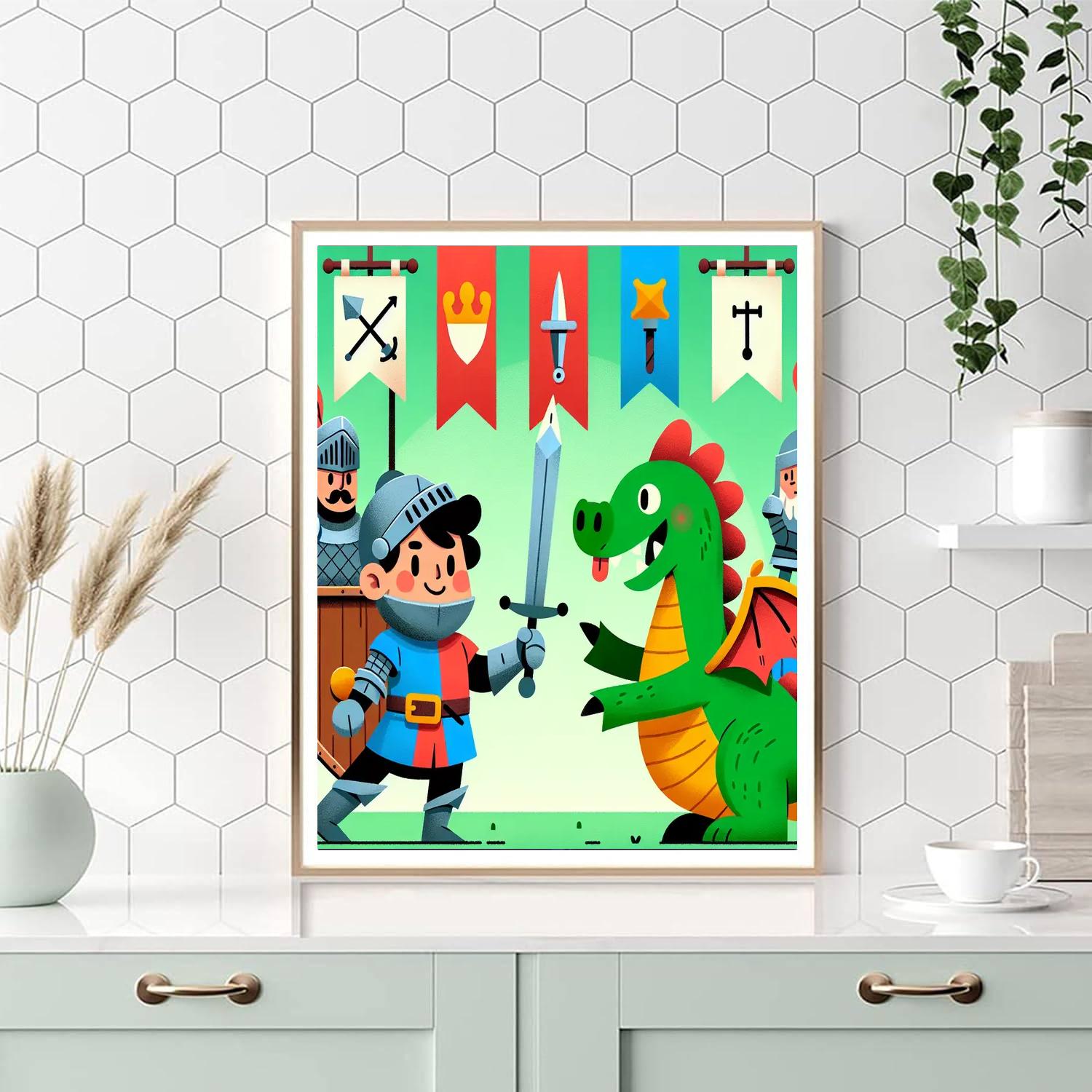 Knights And Dragons Tournament DIY Paint By Numbers