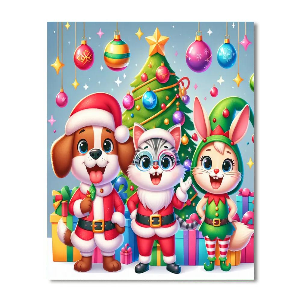 Happy Holidays Animals Numbered Painting Kits