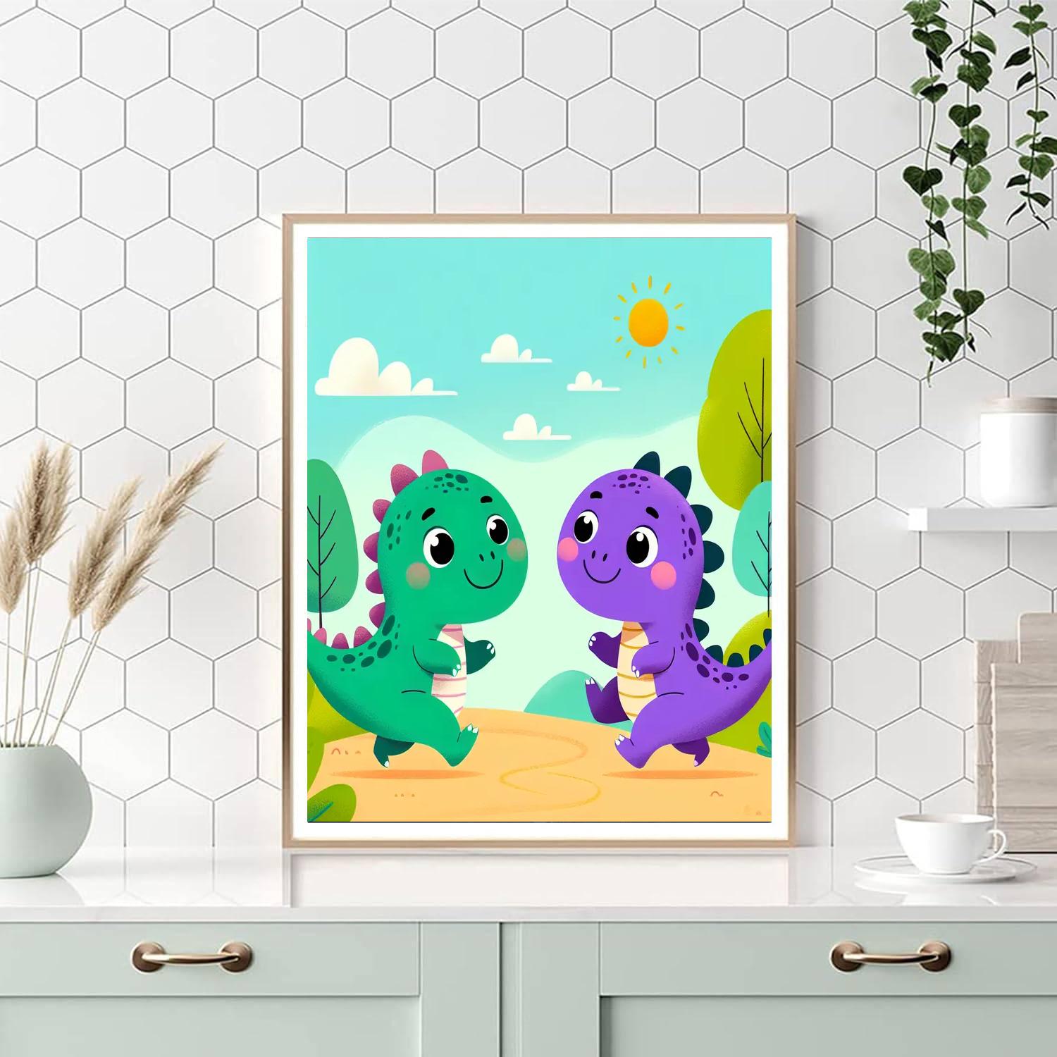 Playful Dinosaur Duo Numbered Painting Kits