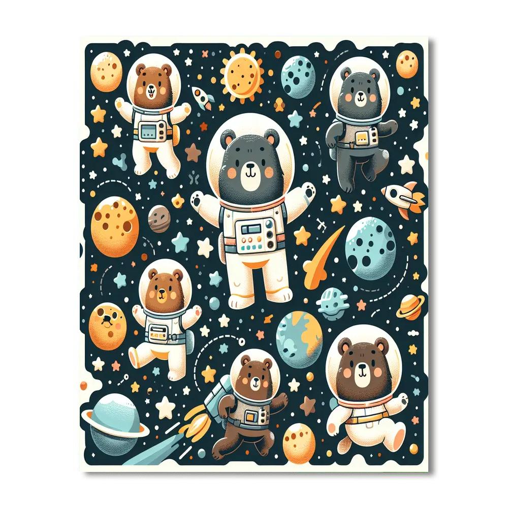 Adventurous Space Bears Painting By Numbers Kit