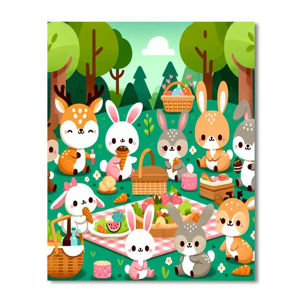 Charming Forest Picnic Paint By Numbers Art
