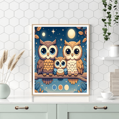 Enchanting Owl Family Numbered Painting Kits